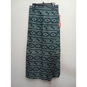 Banjo Vintage Womens Emerald Tribal Print Full Length Skirt (Size Small) Nos